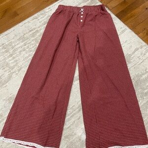 Edikted Red Checkered Wide-Leg Pajama Pants- Size Medium